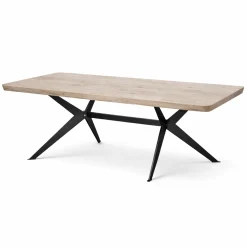 Table extensible chêne grisé bords biseautés pied graphique 240 cm PALERME