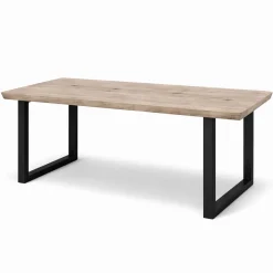 Table extensible chêne grisé bords biseautés pieds en U 200 cm PALERME