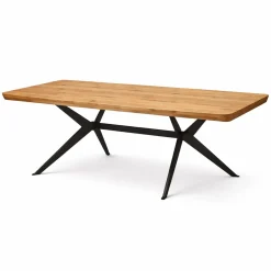 Table extensible chêne huilé bords biseautés pied graphique 180 cm PALERME