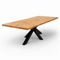 Table extensible chêne huilé bords naturels pied noir 180 cm PALERME