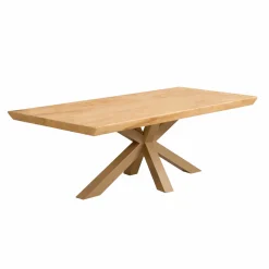 Table extensible chêne huilé bords biseautés pied grège 180 cm PALERME