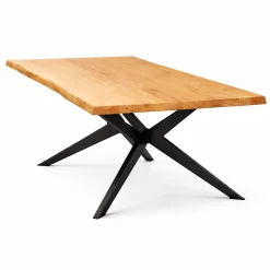 Table extensible chêne huilé bords naturels pied graphique 200 cm PALERME