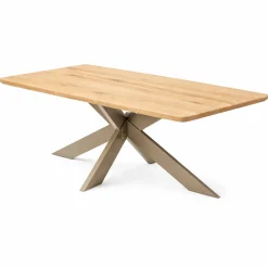 Table extensible chêne huilé bords biseautés pied grège fin 220 cm PALERME