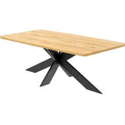 Table extensible chêne huilé bords biseautés pied noir fin 240 cm PALERME