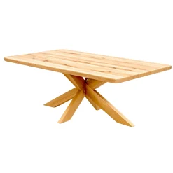 Table extensible chêne huilé bords biseautés pied bois 200 cm PALERME