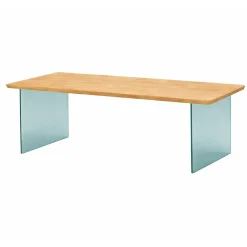 Table extensible chêne huilé bords biseautés pieds verre 200 cm PALERME