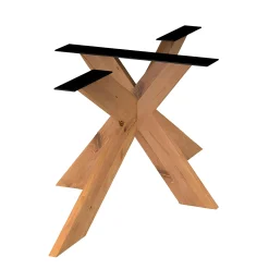 Table extensible chêne huilé bords biseautés pied bois 240 cm PALERME