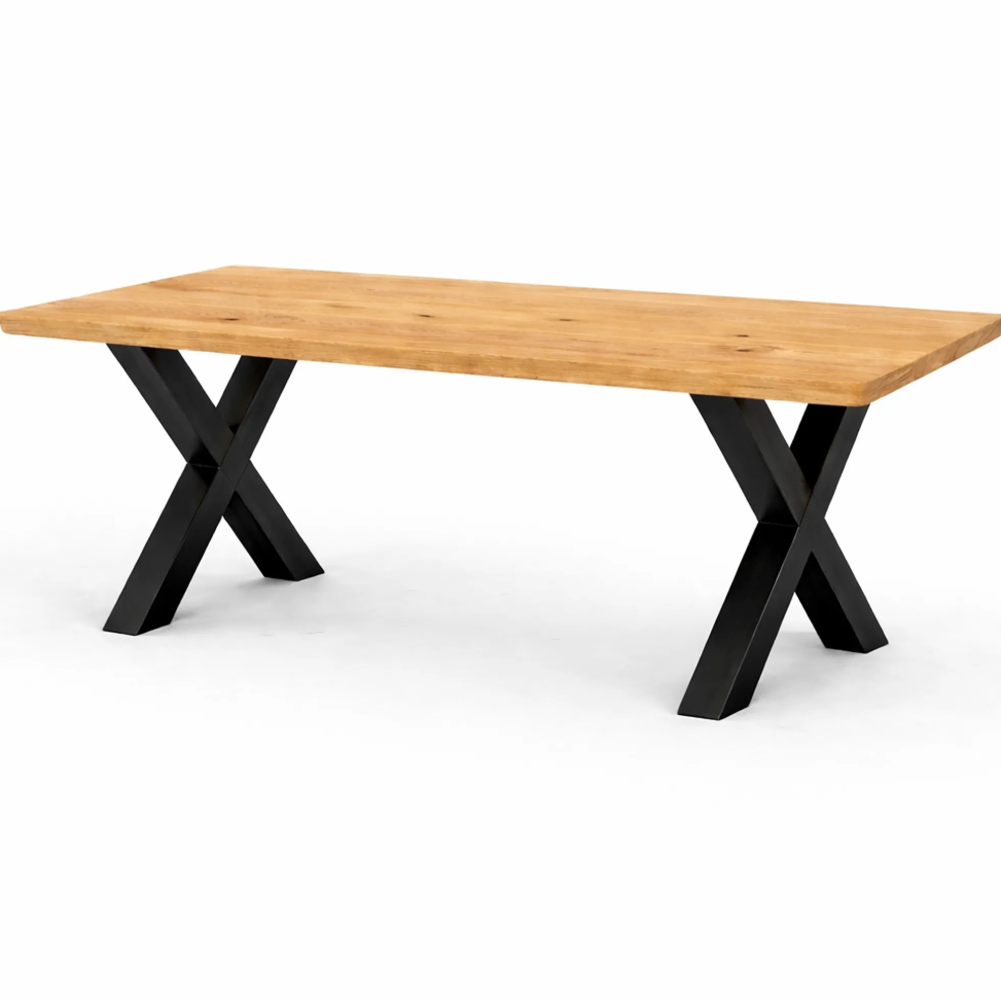 Table extensible chêne huilé bords biseautés pieds en X 240 cm PALERME