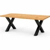 Table extensible chêne huilé bords biseautés pieds en X 220 cm PALERME