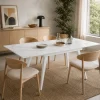 Table extensible céramique blanche marbrée 120-180 cm LORA