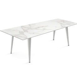 Table extensible céramique blanche marbrée 160-240 cm LORA