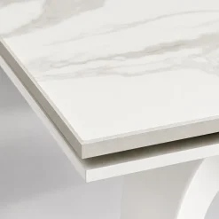 Table extensible céramique blanche marbrée 160-240 cm LORA