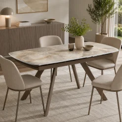 Table extensible céramique effet onyx 140-210 cm LORA