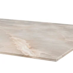 Table extensible céramique effet onyx pieds bronze 140-220 cm LORA