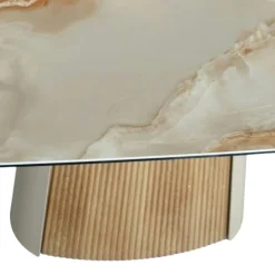 Table extensible céramique effet marbre beige 200-300 cm LOMBARDIE