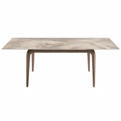 Table extensible céramique effet onyx pieds bronze 160-240 cm LORA