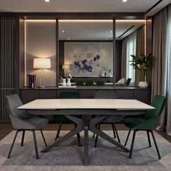 Table extensible céramique effet travertin 180-280 cm LOMBARDIE