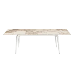 Table extensible céramique effet marbre contrasté 140-220 cm LORA