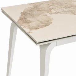 Table extensible céramique effet marbre contrasté 140-220 cm LORA