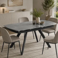 Table extensible céramique grise marbrée 140-210 cm LORA