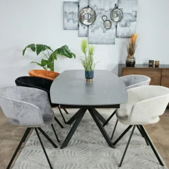 Table extensible céramique grise pied mikado 140-200 cm OTTAWA