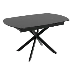 Table extensible céramique marbrée noire pied mikado 140-200 cm OTTAWA