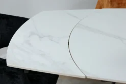 Table extensible céramique marbrée blanche pied mikado 140-200 cm OTTAWA