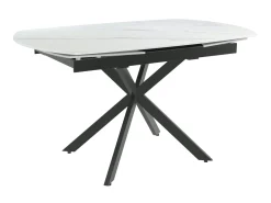 Table extensible céramique marbrée blanche pied mikado 140-200 cm OTTAWA