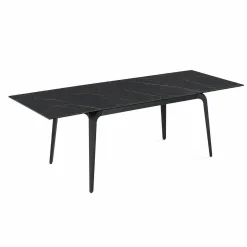 Table extensible céramique noire marbrée 160-240 cm LORA