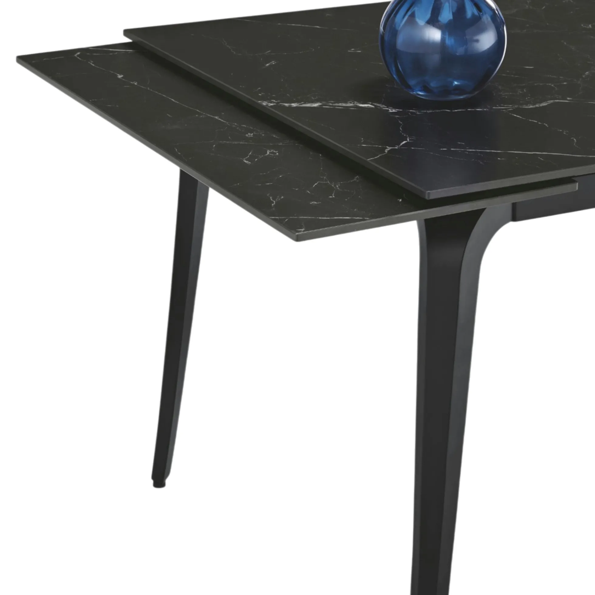 Table extensible céramique noire marbrée 140-220 cm LORA