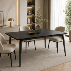 Table extensible céramique noire marbrée 140-220 cm LORA