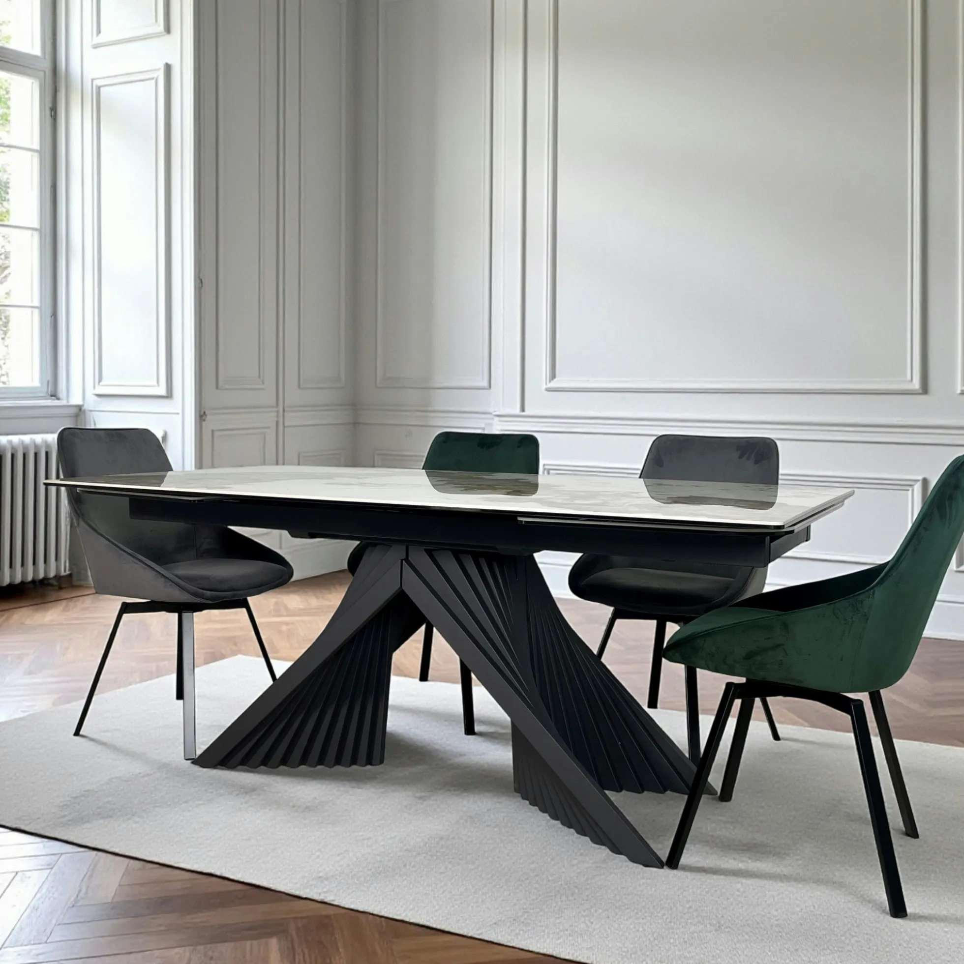 Table extensible céramique - pied origami 180-280 cm LOMBARDIE