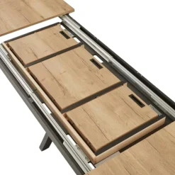 Table extensible décor chêne clair & métal noir 200-340 cm DALLAS
