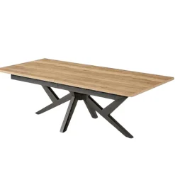 Table extensible décor chêne clair & métal noir 200-340 cm DALLAS
