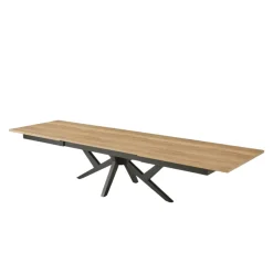Table extensible décor chêne clair & métal noir 220-360 cm DALLAS