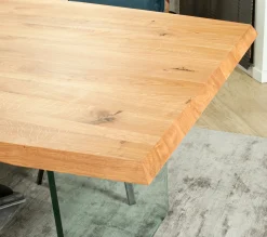 Table extensible design en bois de chêne huilé et verre 200 cm MESSINE