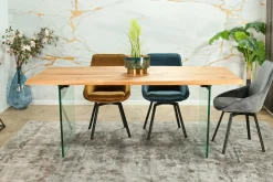 Table extensible design en bois de chêne huilé et verre 200 cm MESSINE