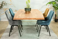 Table extensible design en bois de chêne huilé et verre 200 cm MESSINE