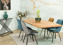 Table extensible design en bois de chêne huilé et verre 200 cm MESSINE