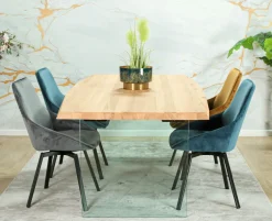 Table extensible design en bois de chêne blanc et verre 200 cm MESSINE