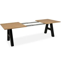 Table extensible effet bois pieds tréteaux 157-234 cm ALVA
