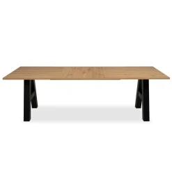 Table extensible effet bois pieds tréteaux 157-234 cm ALVA