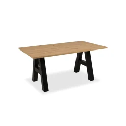 Table extensible effet bois pieds tréteaux 157-234 cm ALVA