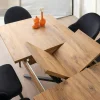 Table extensible effet chêne pied central 160-200 cm JENA