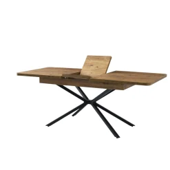 Table extensible effet chêne pied central 160-200 cm JENA