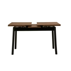 Table extensible effet noyer, pieds noirs 120-153 cm ARDEN