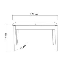Table extensible effet noyer, pieds noirs 120-153 cm ARDEN