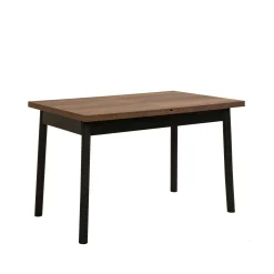 Table extensible effet noyer, pieds noirs 120-153 cm ARDEN