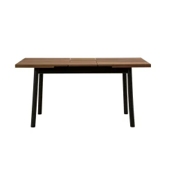 Table extensible effet noyer, pieds noirs 120-153 cm ARDEN