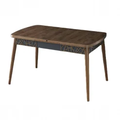 Table extensible effet noyer, décor baguettes 132-170 cm LUNOR